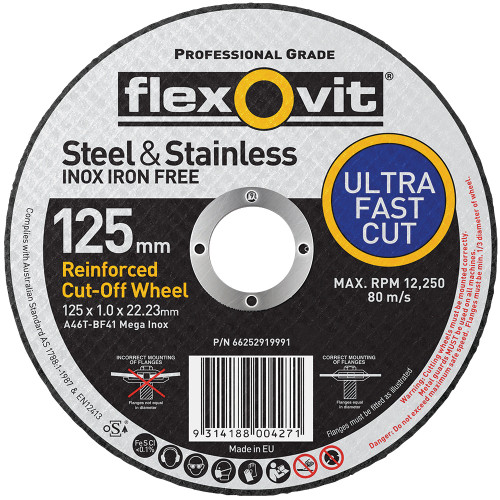 125X1X22.2MM (125MM) MEGA INOX CUT OFF WHEEL