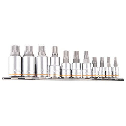 11PCE M4-M18  SHORT SPLINE BIT SET ON CLIP RAIL