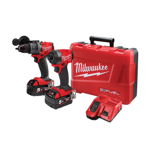 18V 2PCE IMPACT DRIVER & HAM DRILL KIT X2 5AH BATT, CHAR