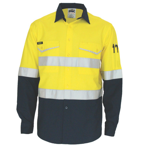 XL Y/N L/S TWO TONE REFLECTIVE TAPED RIPSTOP SHIRT