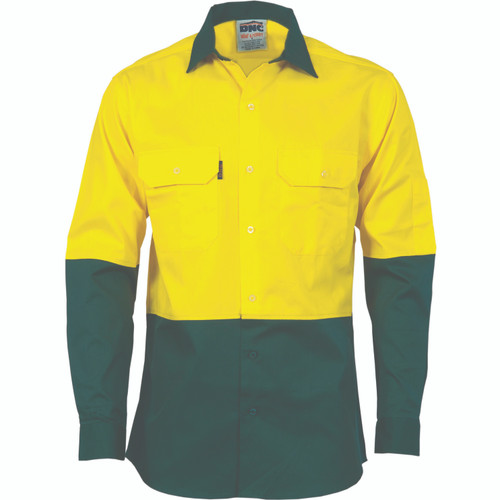 5XL HIVIS TWO TONE YELLOW/BTL GREEN CD L/S SHIRT