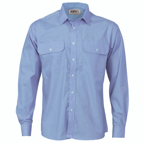 5XL POLY COTTON L/S CHAMBRAY WORK SHIRT