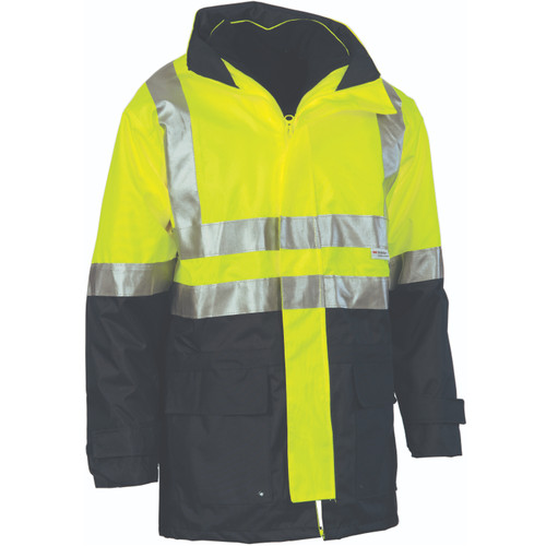 L 4IN1 HIVIS TAPED YLW/NAVY BREATHABLE JACKET