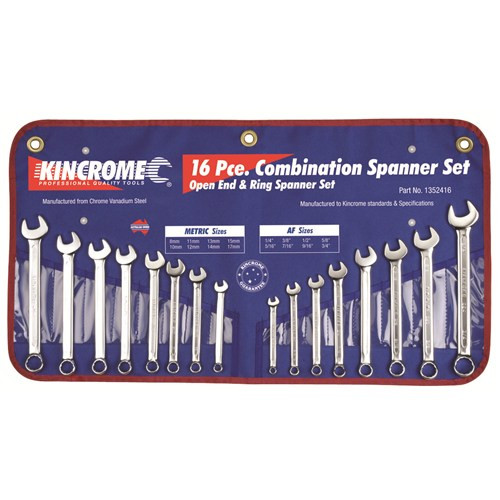 SPANNER SET COMBINATION MET/IMP 16 PIECE