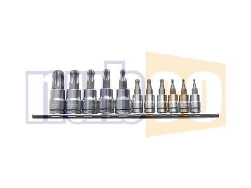 11PCE 1/4 & 3/8 DR SHORT BALL POINT TORX SOCKET SET