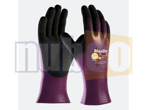SZ.9 (L) PURPLE MAXIDRY GAUNTLET NITRILE COATED GLOVES