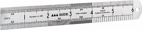 150MM (6\") X 19MM STEEL 2 SIDED ONE ROUND END RULE