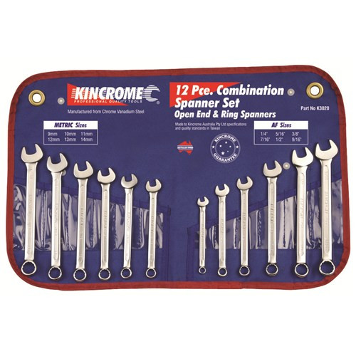 SPANNER SET COMBINATION 12 PIECE MET/IMP