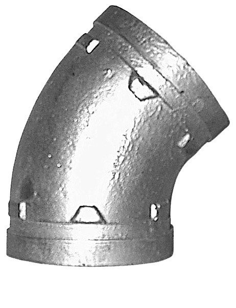 150MM ROLLGROOVE ELBOW GALV 45 DEGREES