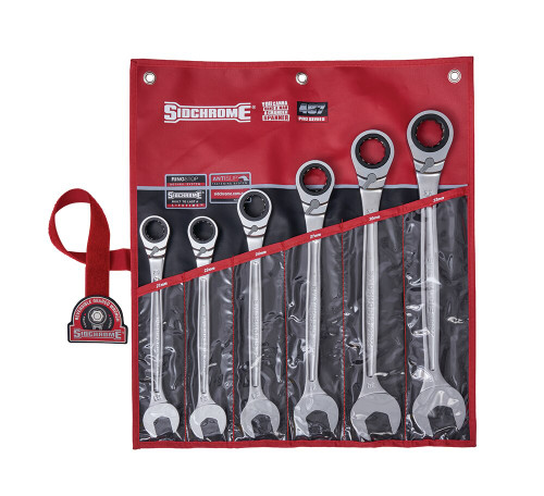 6PCE 21-32MM METRIC GEARED SPANNER SET IN WALLET