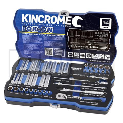 45PCE 1/4\" DR LOK ON MET/IMP STD&DEEP SOCKET SET
