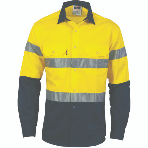 M YELLOW/NAVY L/S HIVIS TWO TONE TAPED CD SHIRT