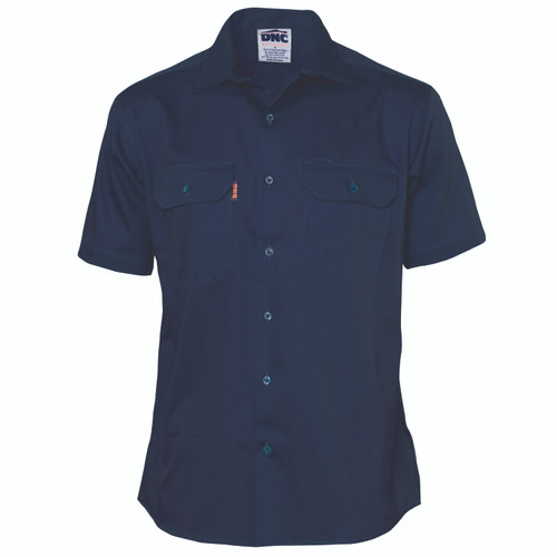 2XL NAVY S/S COTTON DRILL WORK SHIRT