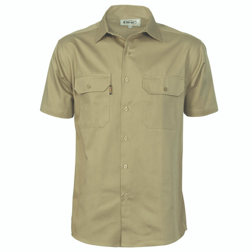 2XL KHAKI S/S COTTON DRILL WORK SHIRT