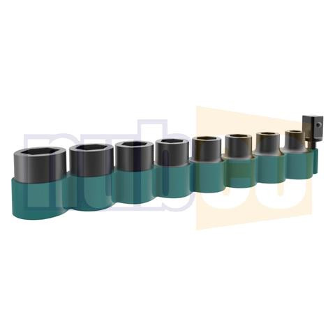 9PCE 8-18MM 1/2" MET IMPACT SOCKET SET WITH ADAPTER