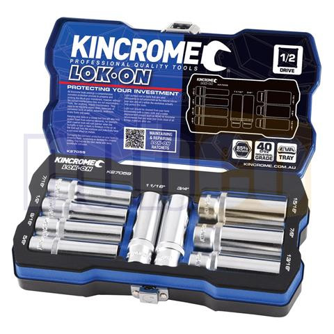 9PCE 7/16-15/16\" 1/2\" DR IMP LOK ON DEEP SOCKET SET