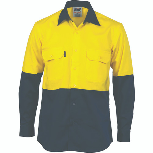 2XL HIVIS TWO TONE YELLOW/NAVY CD L/S SHIRT