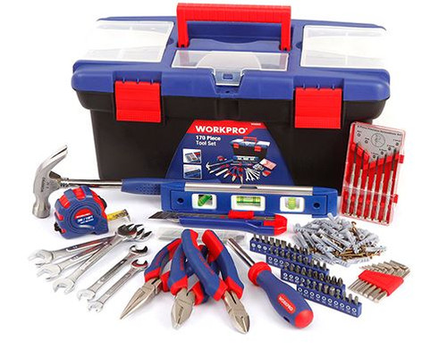 170PCE HOUSEHOLD METRIC TOOL SET WITH PLASTIC TOOL BOX