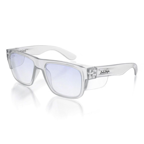 FUSIONS SAFETY GLASSES CLEAR FRAME / BLUE LIGHT LENS