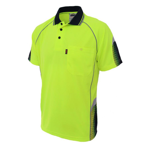 2XL YELLOW/NAVY HIVIS GALAXY SUBLIMATED POLO