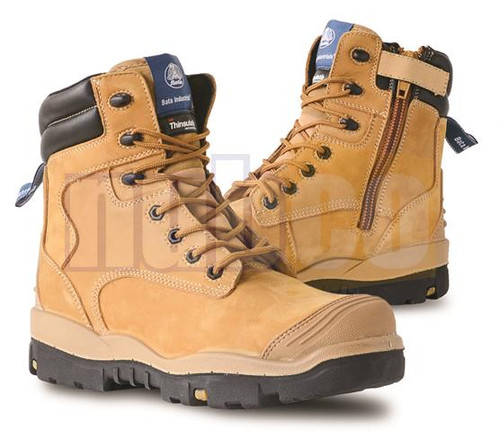 SIZE 14 WHEAT LONGREACH LACE UP SAFETY BOOT W/ SCUFF CAP
