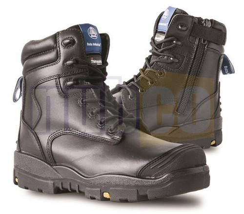 SIZE 15 BLACK LONGREACH LACE UP SAFETY BOOT W/ SCUFF CAP