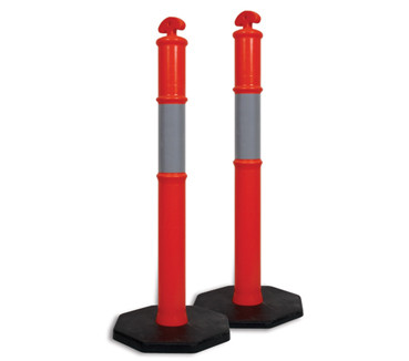 115CM ORANGE HI-VIS PLASTIC BOLLARD WITH 6KG BASE