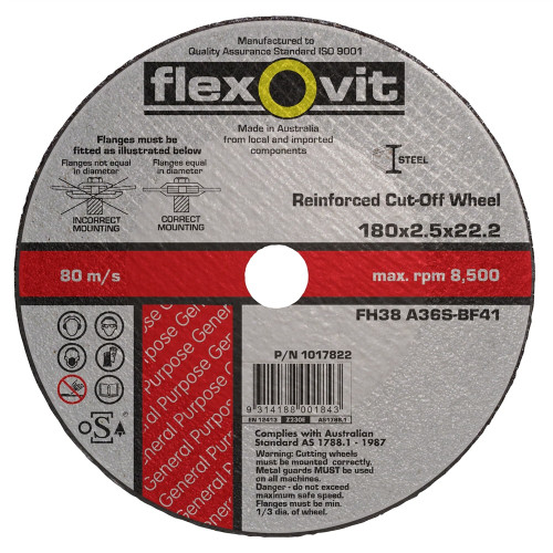 180X2.5X22.2MM (180MM) FH38 METAL CUT OFF WHEEL