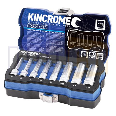 8PCE 5-12MM 1/4\" DR METRIC DEEP LOK ON SOCKET SET