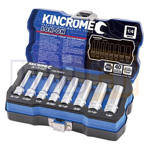 8PCE 3/16-1/2\" 1/4\" DR IMP DEEP LOK ON SOCKET SET