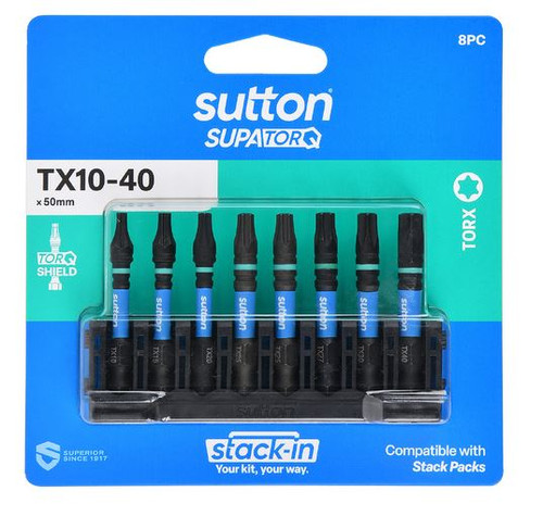 8PC TX10-40 X 50MM TORX SUPATORQ STACK-IN BIT SET