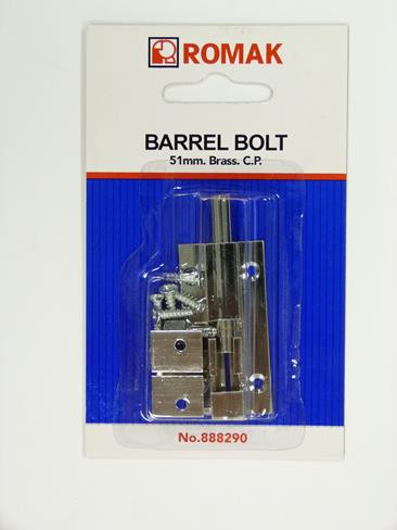 BARREL BOLT 51MM C/P CARDED