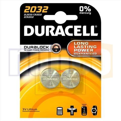 DURACELL LITHIUM BUTTON BATTERY 3V CR2032 - 2PK
