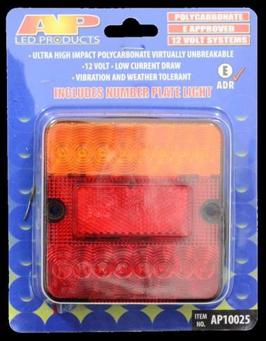 101.5X101MM SQ LED TRAILER LIGHT W LIC PLATE LAMP