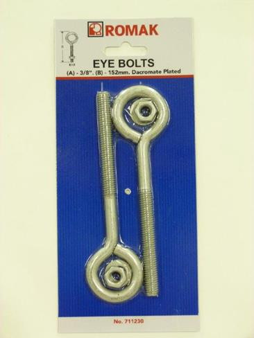 3/8\" THREAD X 152MM LONG GALV EYE BOLT