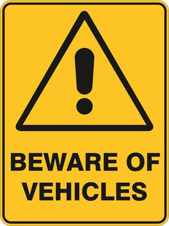 450X300MM METAL BEWARE OF VEHICLES
