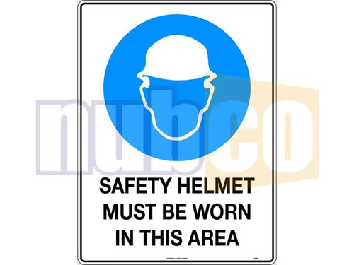 450X300MM METAL SAFETY HELMET MUST BE WORN IN THIS AREA