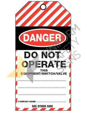 75X160MM 25PK TEAR PROOF TAG DNGR DO NOT OPERATE