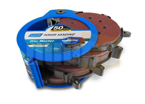 50PK 125MM ASSORTED GRIT 8 HOLE DISC MATE