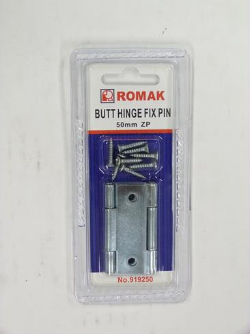 BUTT HINGE FIX PIN 50MM Z/P 2PK