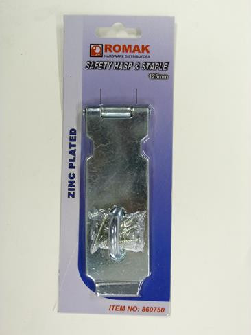 SAFETY HASP & STAPLE 125MM Z/P CARDED