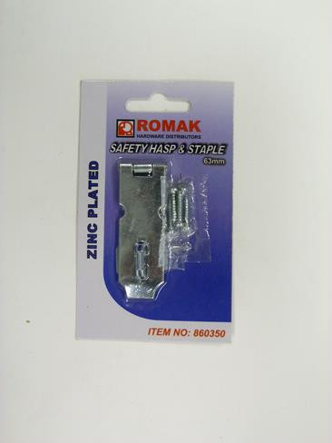 SAFETY HASP & STAPLE 63MM Z/P CARDED