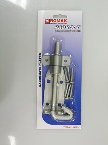 LONG SHOOT PADBOLT 150MM GALV CARDED