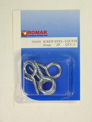 SCREW EYE 41MM Z/P 5PK CARDED