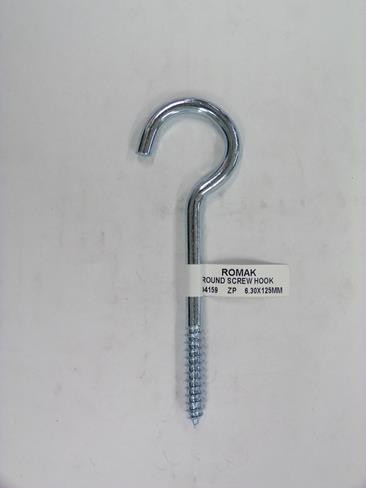 ROUND SCREW HOOK 125MM Z/P