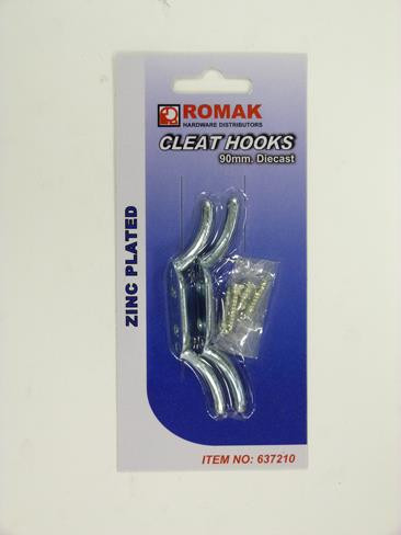 ROPE CLEAT HOOK 90MM 2PK