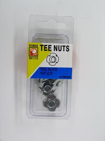 1/4" X 10MM TEE NUTS STEEL PK8