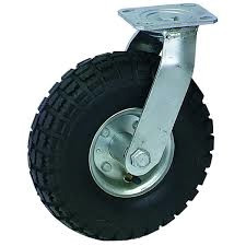 160MM SWIVEL SEMI PNEUMATIC BLACK RUBBER HD CASTOR