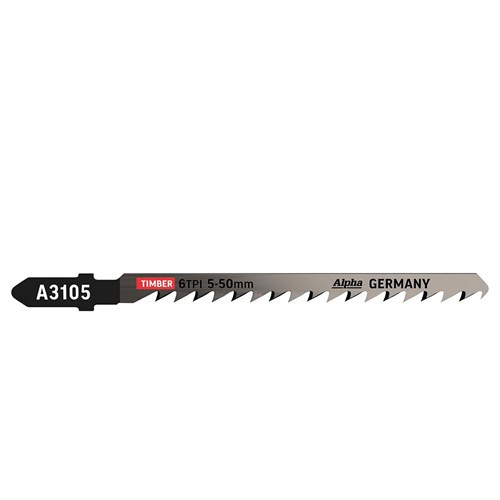 100MM X 6TPI WOOD CURVED CUT JIGSAW BLADE - 5PK
