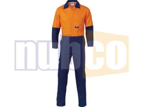 112S TWO TONE HIVIS ORANGE/NAVY CTN DRILL COVERALL